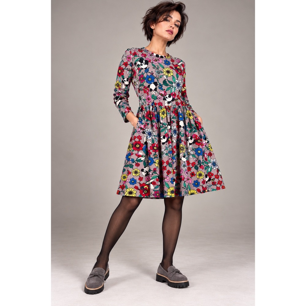 Roberto Lugo L 12/14 Mauve Panda Floral Fit & Flare Dress